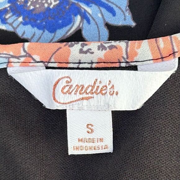 Candies Swing Mini Dress Women's Small Multicolor Floral Keyhole Halter Pleated - Picture 9 of 11